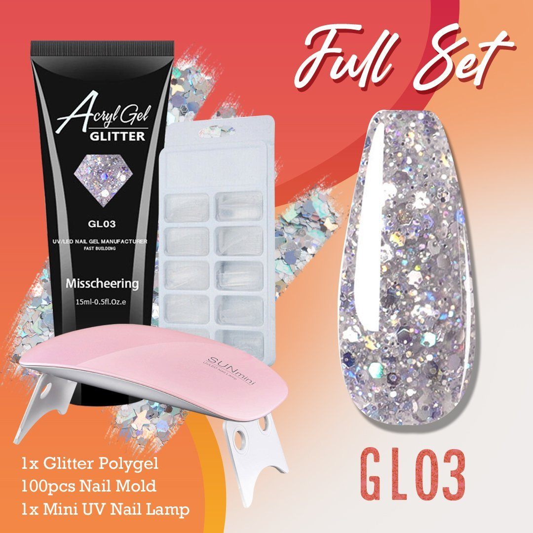 Glitter PolyGel Nail Extension Kit Set