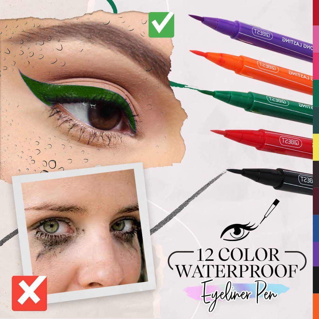 12-Color Waterproof Eyeliner Pen