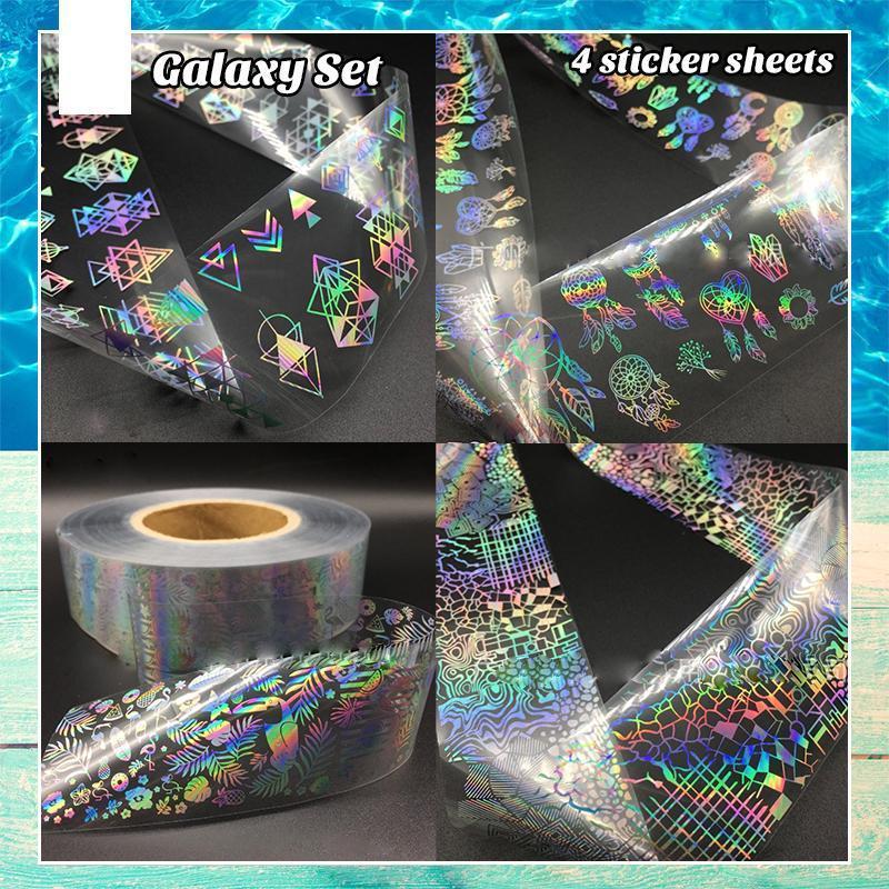 Holographic Flame Nail Stickers Set