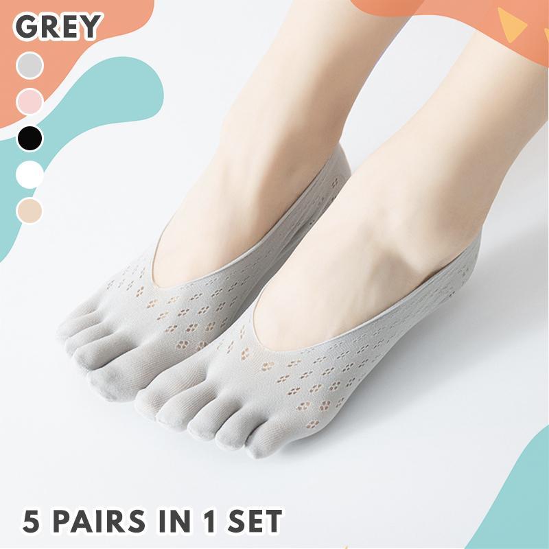 5 Toes Breathable No Show Socks (5 Pairs Set)